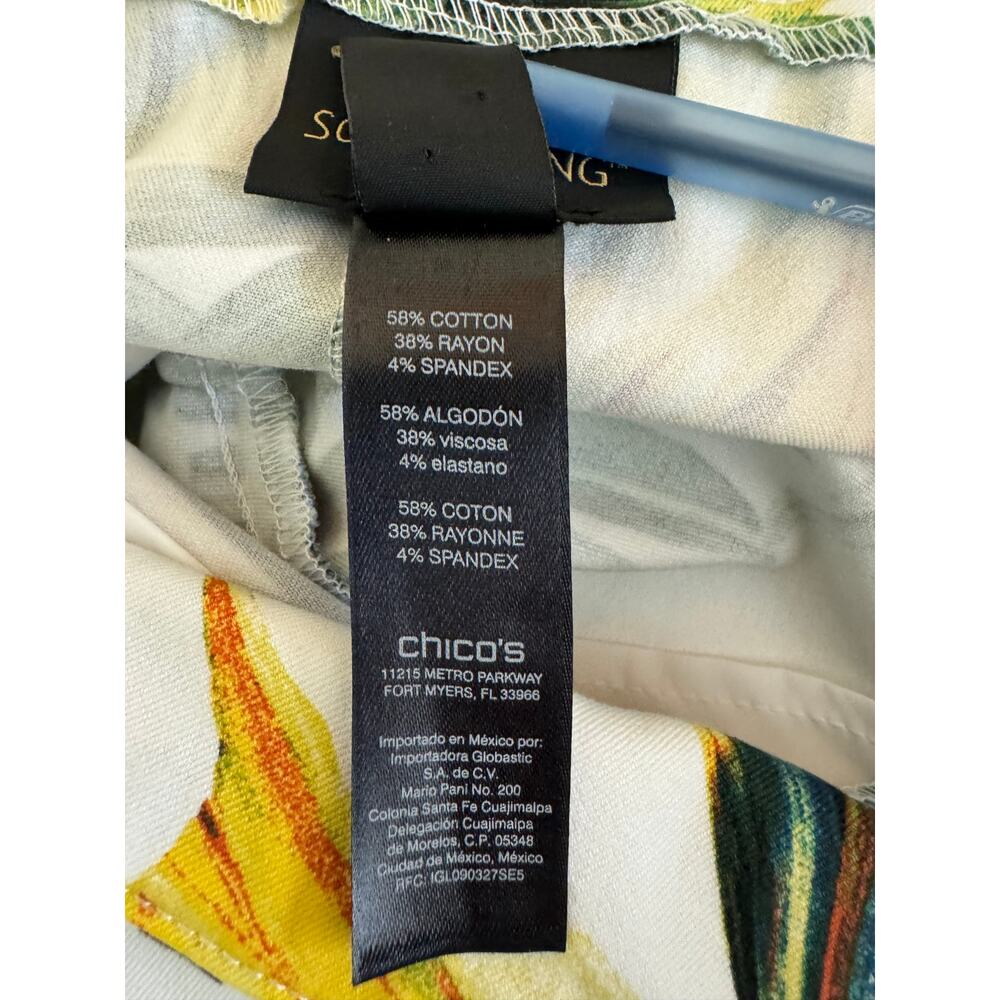 Chico's So Slimming Size 0, Small Tropical Print Cropped Pants W Nice Stretch - Picture 5 of 6